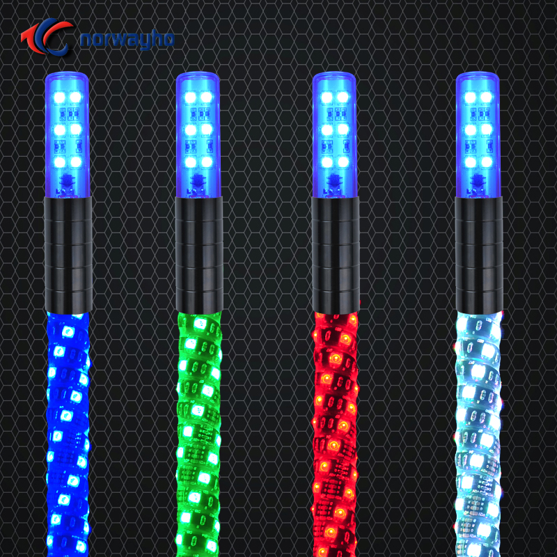 NWH-WRGBT Wrapped RGB Color LED Whips with Top LED Light for Offroad