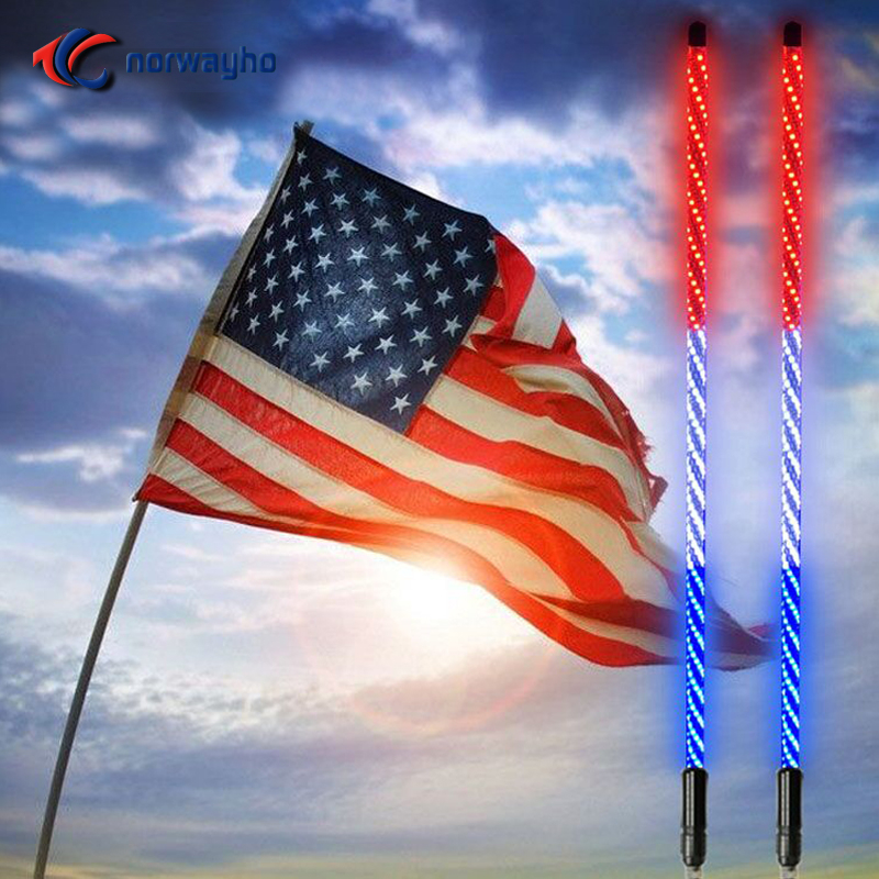 NWH-WRWB Wrapped Red/White/Blue Color LED Lighted Whips Single Steady Patriot Whip